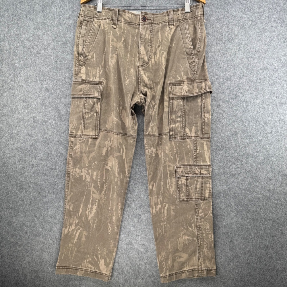 Hollister Cargo Pants Mens 32x30 Tan Camo Utility Straight Leg Stretch